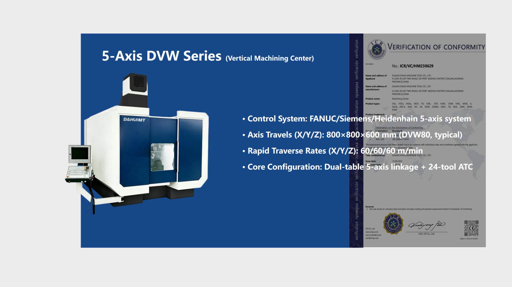 5-Axis DVW SerieS (vertical Machining center)