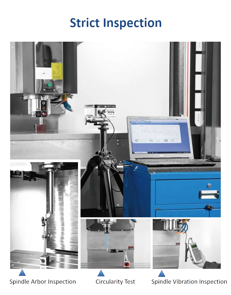 Dimensional inspection of a machined component with measuring instruments on a surface plate