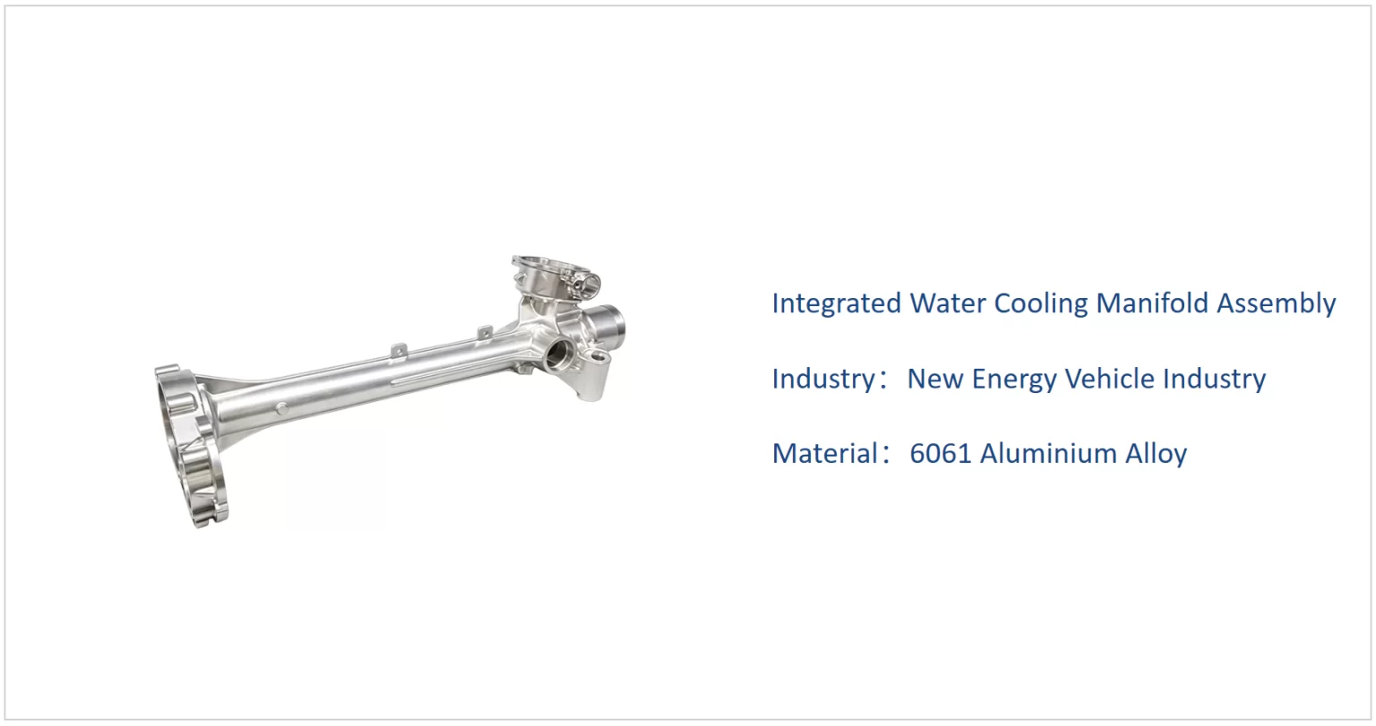 Integrated water cooling manifold assembly on a machine tool, showing coolant routing to heat sources