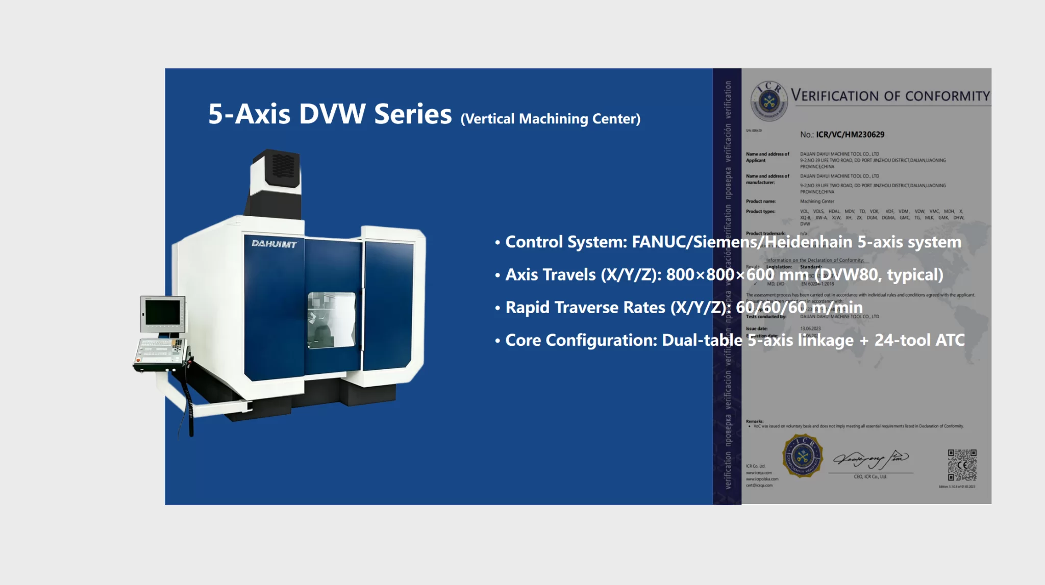 5-Axis DVW SerieS (vertical Machining center)