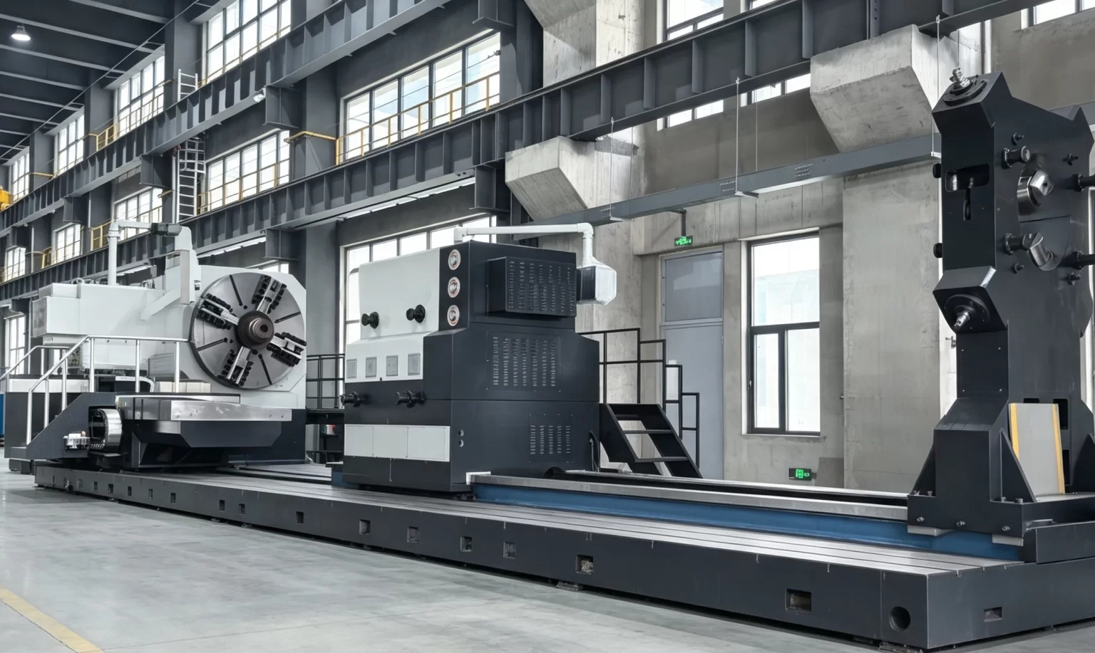 A CK6350 series CNC lathe with its control panel and guarding, the machine an operator is trained on