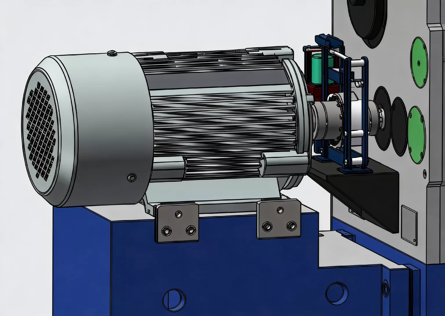 Main spindle motor coupled directly to the headstock of a CNC lathe