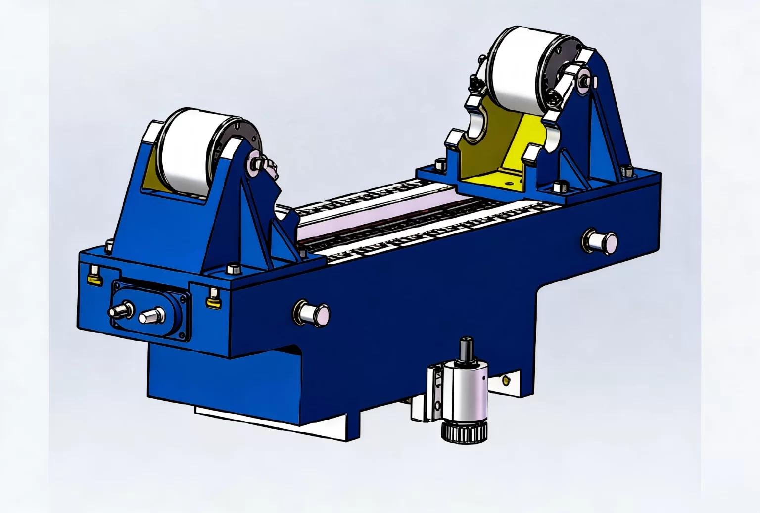 Open type center rest for a CNC lathe, a workholding assembly whose wear elements are spare parts